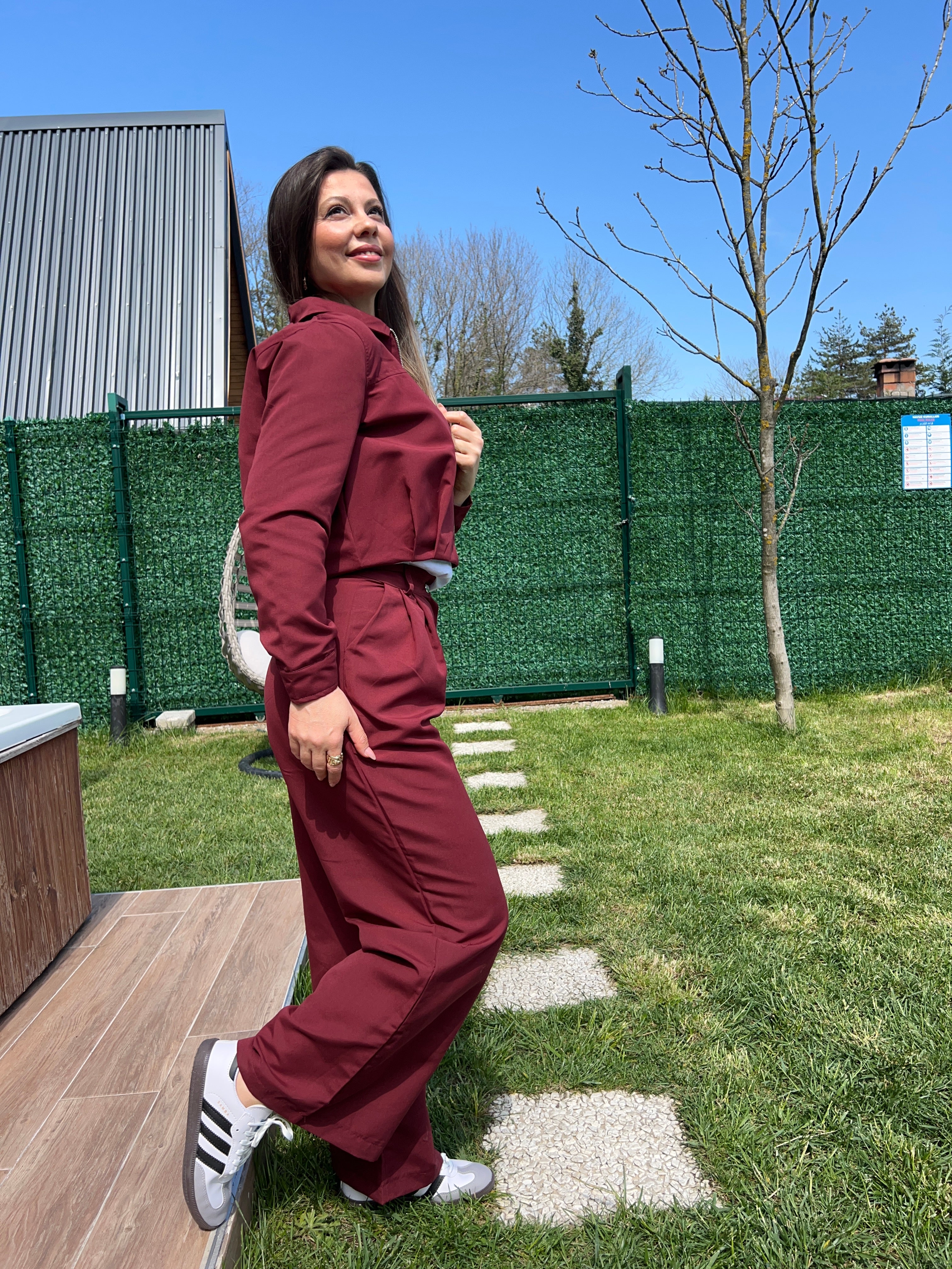 Kiremit rengi fermuarlı Artos ikili takım